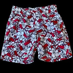 Vineyard Vines for Target Boys Swim Trunks Lined Size 6/7 Red White Blue Floral